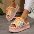 Trend Slippers Thick Sole Slippers Women Fashion New Soft New Flat Luxurious Rubber Fabric Graffiti Cross Strap Slipper Women